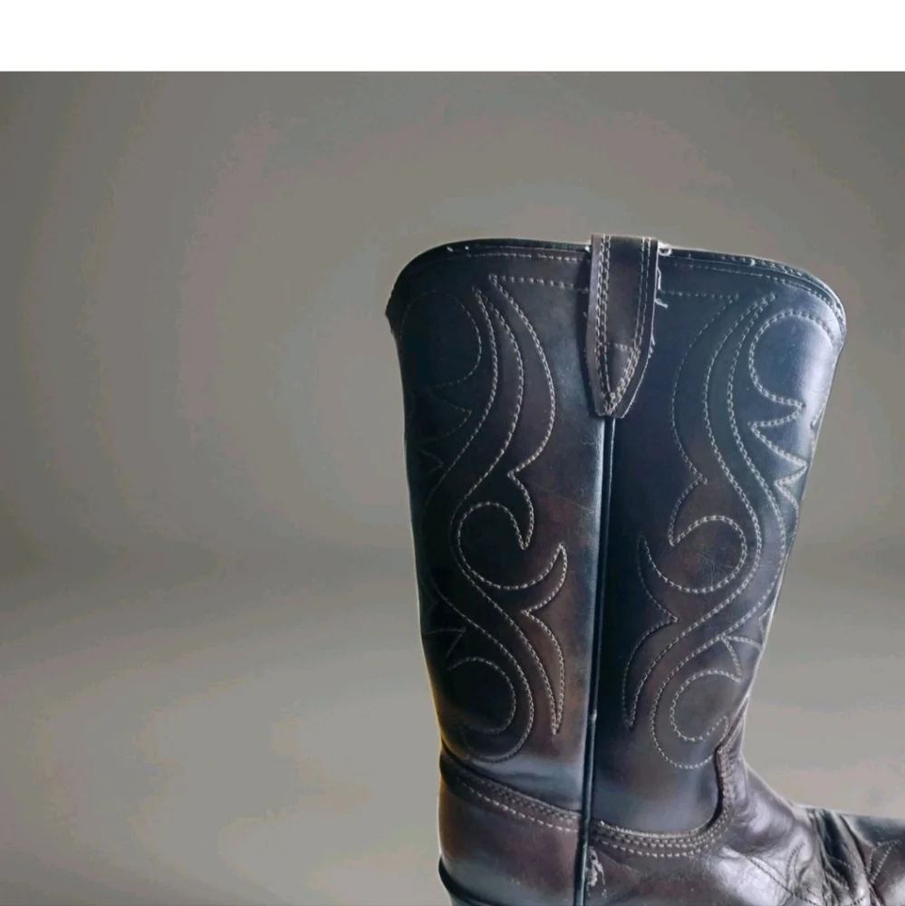 Cowboy Boots Youth Size 4D Brown Leather Manmade Lining